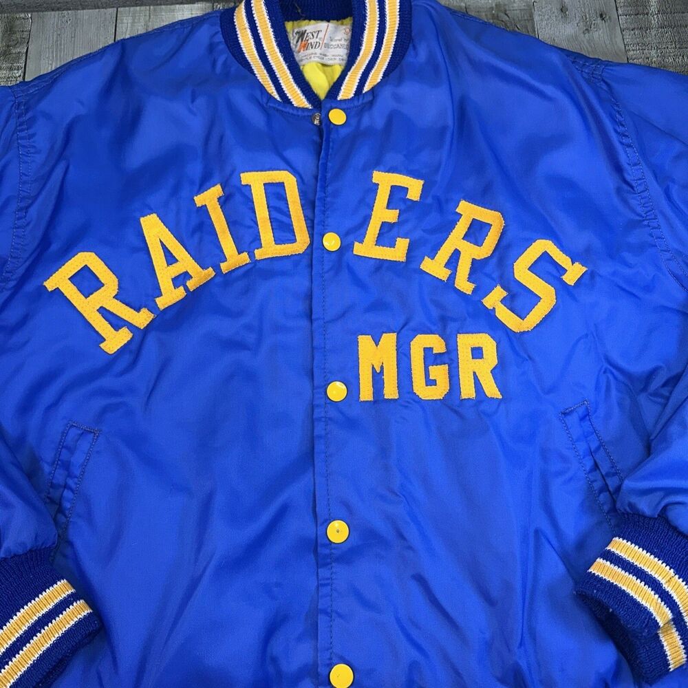 Men’s Vintage 1970S Baseball Jacket Westwind Size Large Blue Raiders